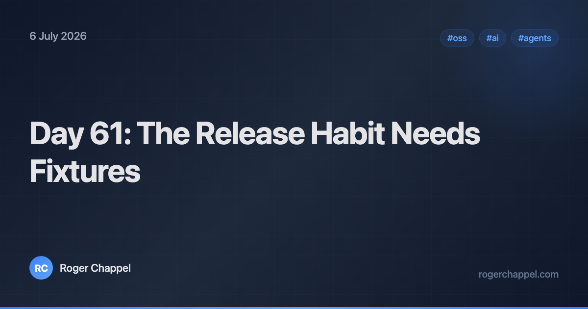 Day 61: The Release Habit Needs Fixtures